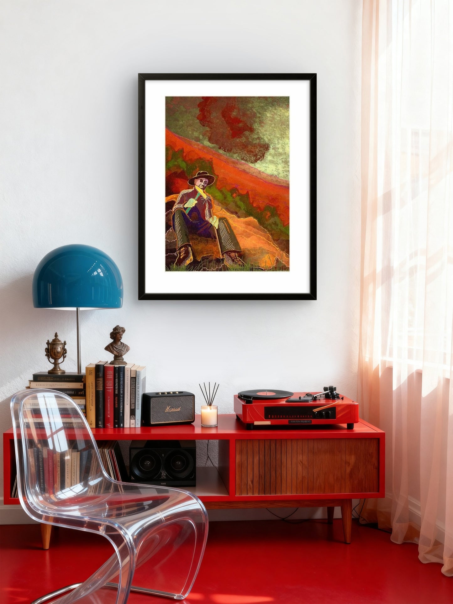 Detalj av Rallar i abstrakt natur – tekstur og farger i historisk Narvik-motiv, giclée print av HareideART